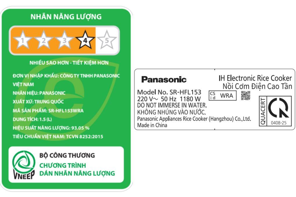Nồi cơm cao tần Panasonic 1.5 lít SR-HFL153WRA Màu Trắng