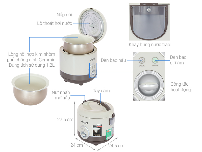 Nồi cơm nắp gài Sunhouse Mama 1.2 lít SHD8267