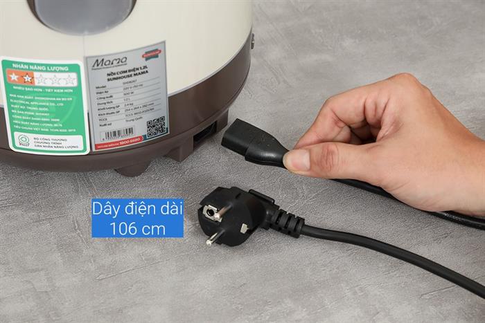 Nồi cơm nắp gài Sunhouse Mama 1.2 lít SHD8267 Màu Kem