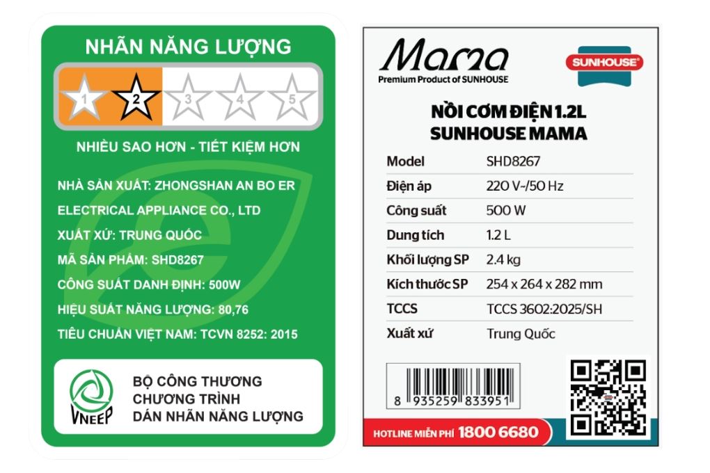 Nồi cơm nắp gài Sunhouse Mama 1.2 lít SHD8267 - 28