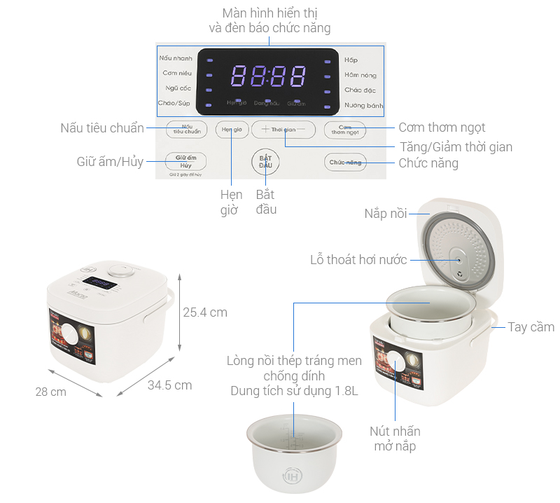 Nồi cơm điện cao tần Sunhouse Mama 1.8 lít SHD8957