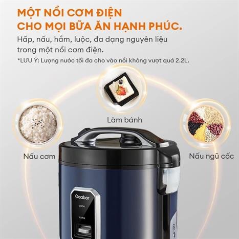 Nồi cơm nắp gài Gaabor 2.2 lít RC50M-BE01A Màu Xanh