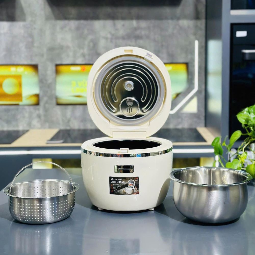 Nồi cơm điện tử Unie 1.2 lít URC612 Màu Màu be