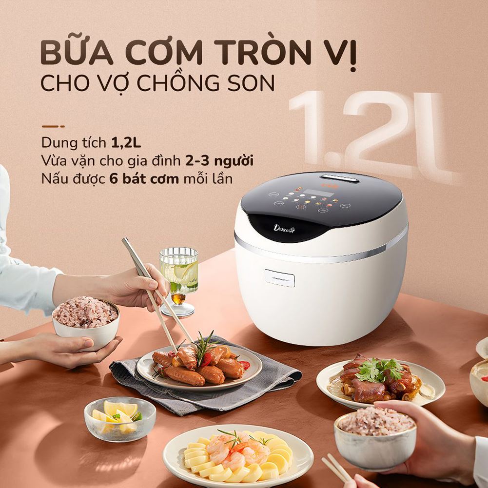 Nồi cơm điện tử Unie 1.2 lít URC612 Màu Màu be