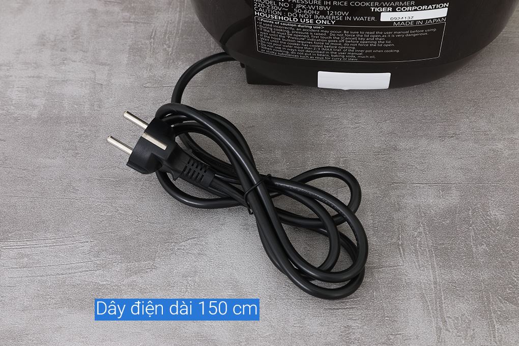 Nồi cơm áp suất cao tần Tiger 1.8 lít JPK-W18W Màu Đen - nâu