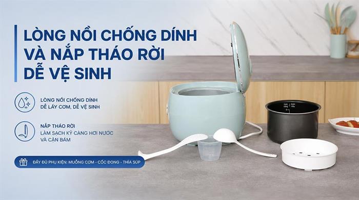 Nồi cơm điện tử Tefal 0.72 lít RK5354Y0 Màu Xanh