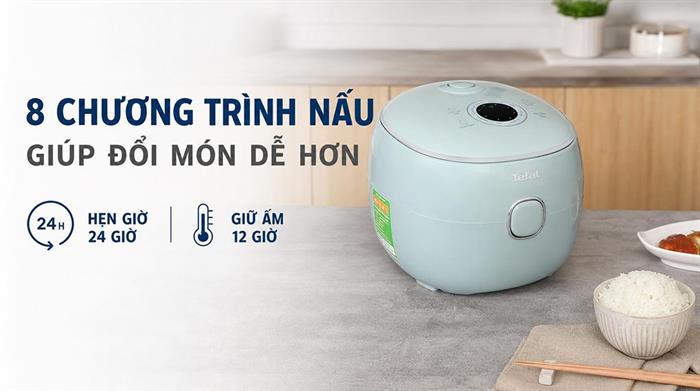 Nồi cơm điện tử Tefal 0.72 lít RK5354Y0 Màu Xanh