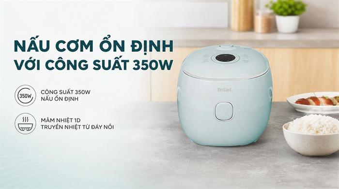 Nồi cơm điện tử Tefal 0.72 lít RK5354Y0 Màu Xanh