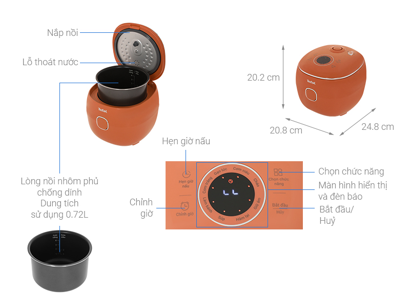 Nồi cơm điện tử Tefal 0.72 lít RK535TY0