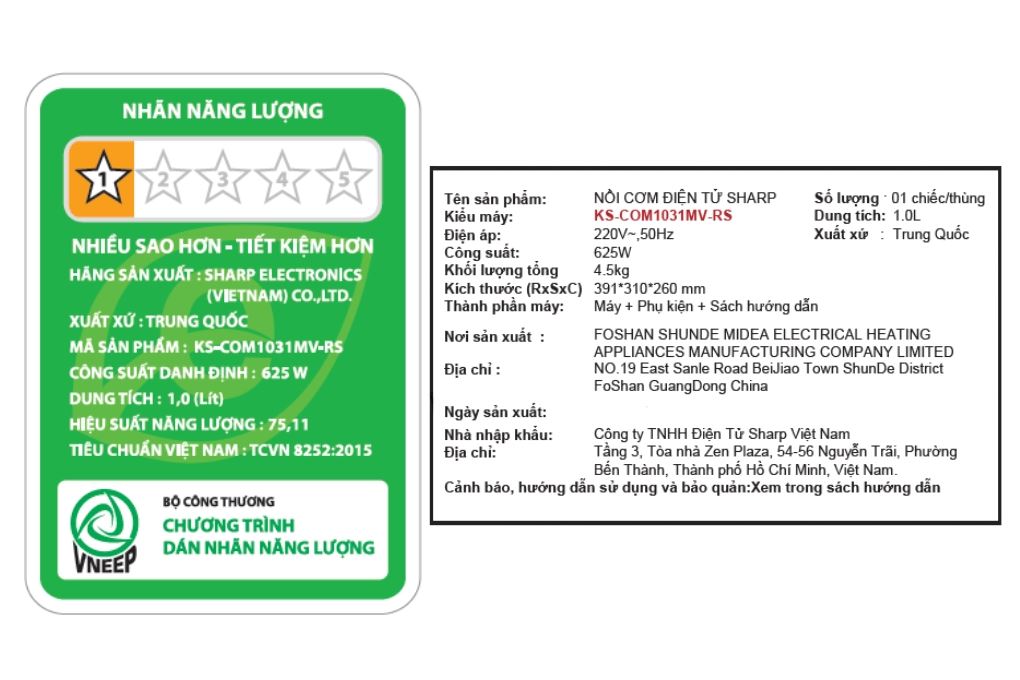 Nồi cơm điện tử Sharp 1 lít KS-COM1031MV-RS - 22