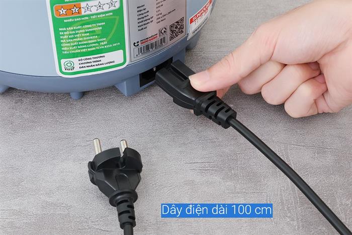 Nồi cơm nắp gài Sunhouse 1.2 lít SHD8214 Màu Xanh