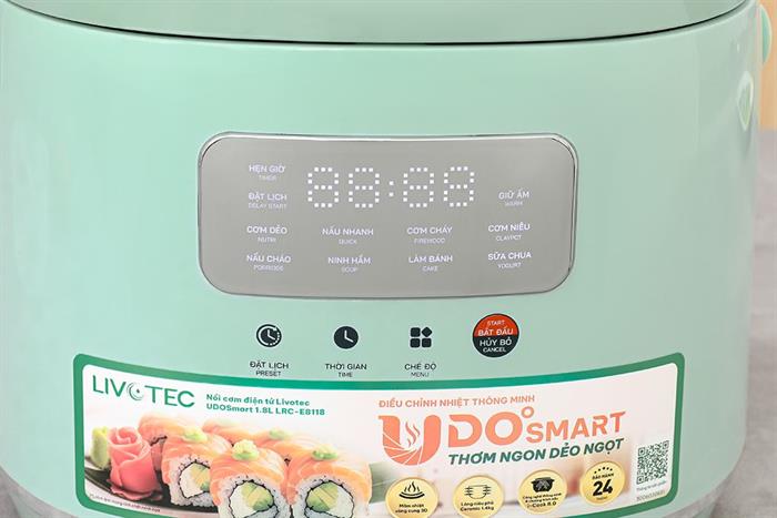 Nồi cơm điện tử Livotec 1.8 lít LRC-E8118M Màu Xanh mint