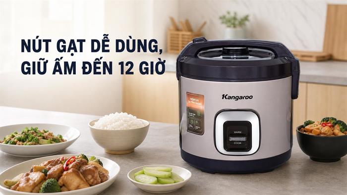 Nồi cơm nắp gài Kangaro 2.2 lít KGRC22M5G Màu Tím