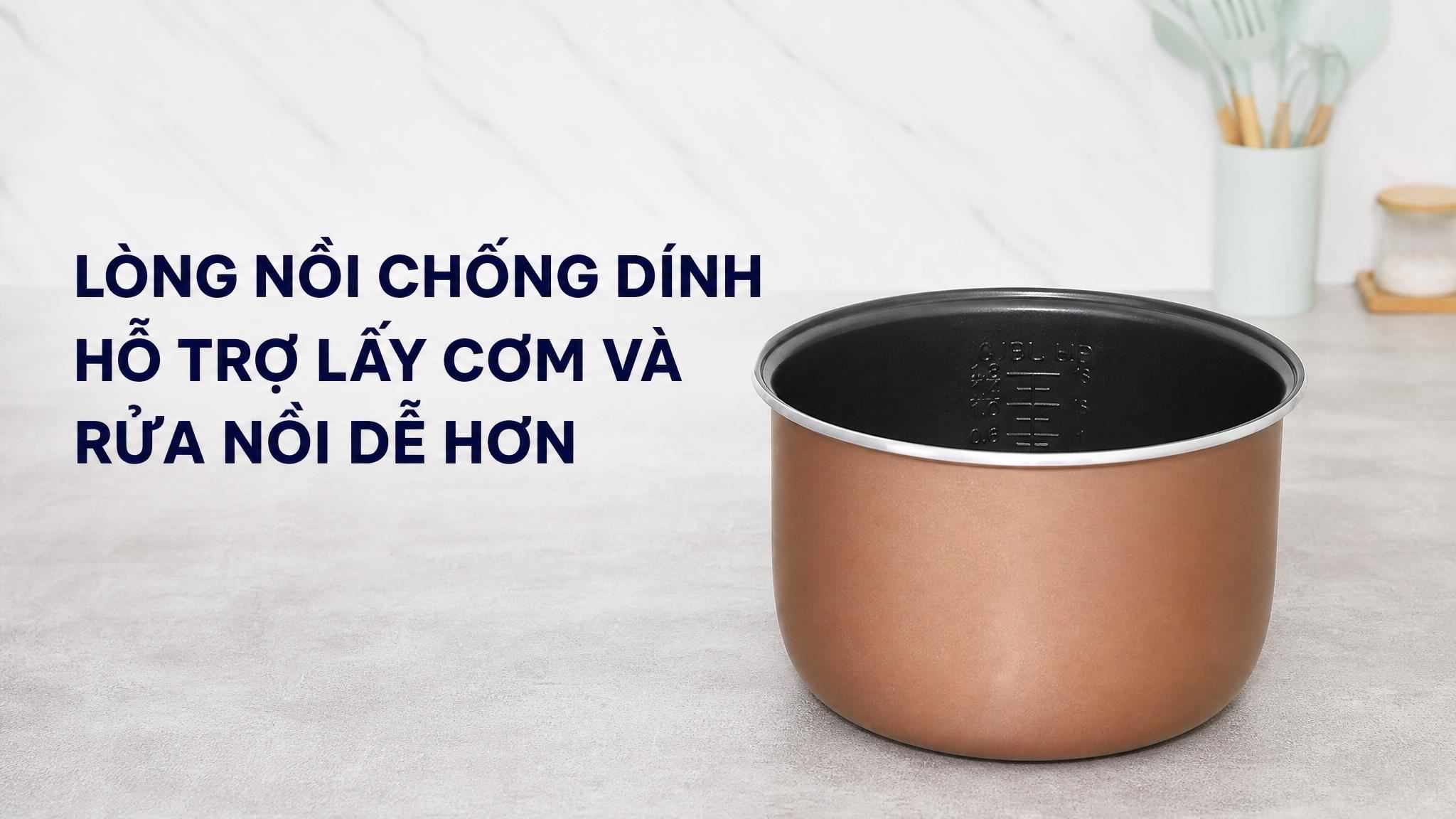 Nồi cơm nắp gài Kangaro 2.2 lít KGRC22M5G Màu Tím