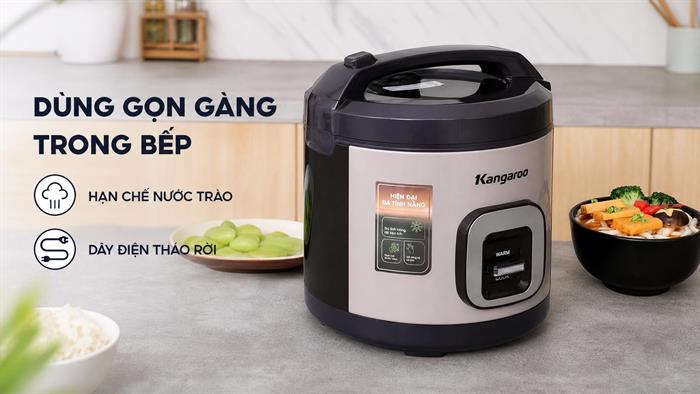 Nồi cơm nắp gài Kangaro 2.2 lít KGRC22M5G Màu Tím