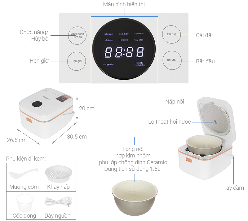 Nồi cơm cao tần Kangaroo 1.5 lít KGRC15IH3G