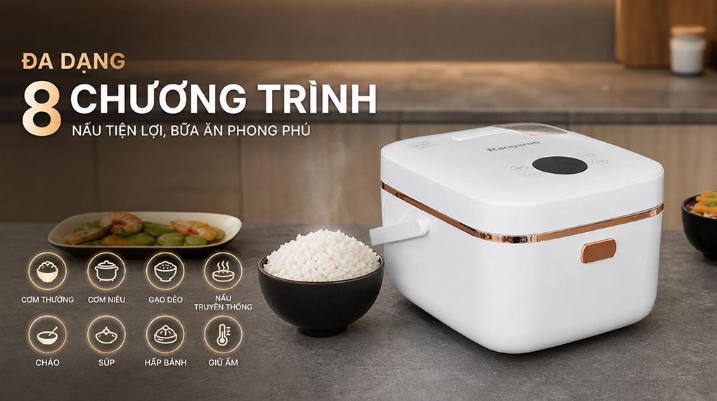 Nồi cơm cao tần Kangaroo 1.5 lít KGRC15IH3G Màu Trắng