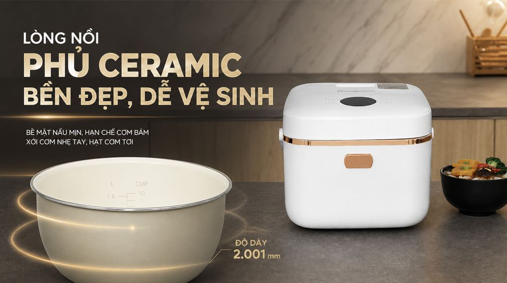 Nồi cơm cao tần Kangaroo 1.5 lít KGRC15IH3G Màu Trắng
