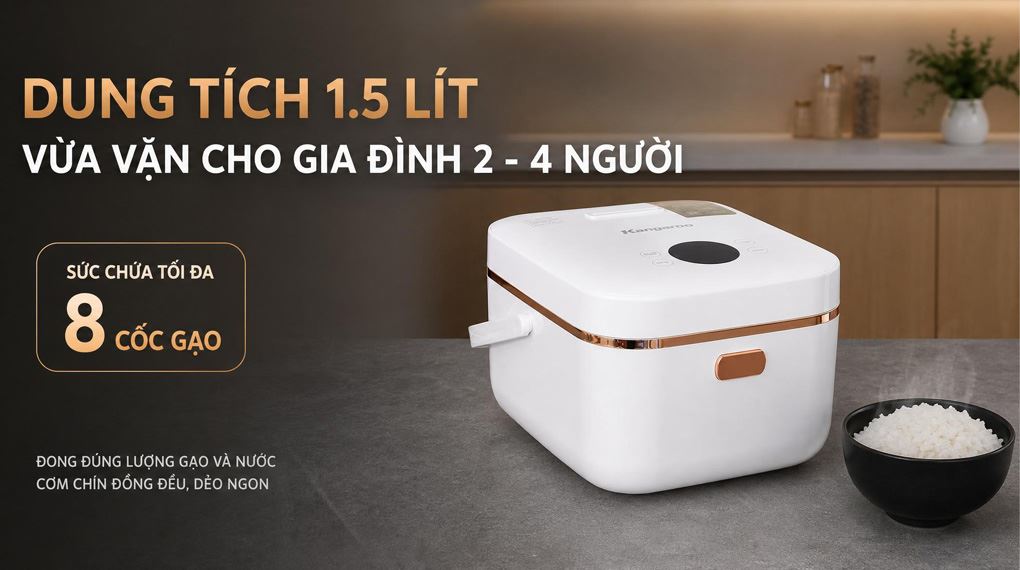 Nồi cơm cao tần Kangaroo 1.5 lít KGRC15IH3G Màu Trắng