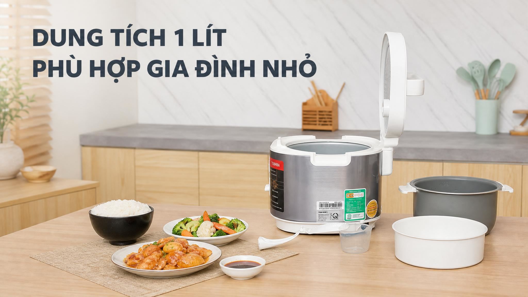 Nồi cơm nắp gài Toshiba 1 lít RC-10JRUVN(W) Màu Trắng