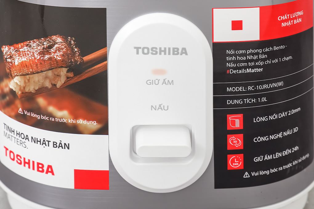 Nồi cơm nắp gài Toshiba 1 lít RC-10JRUVN(W) Màu Trắng