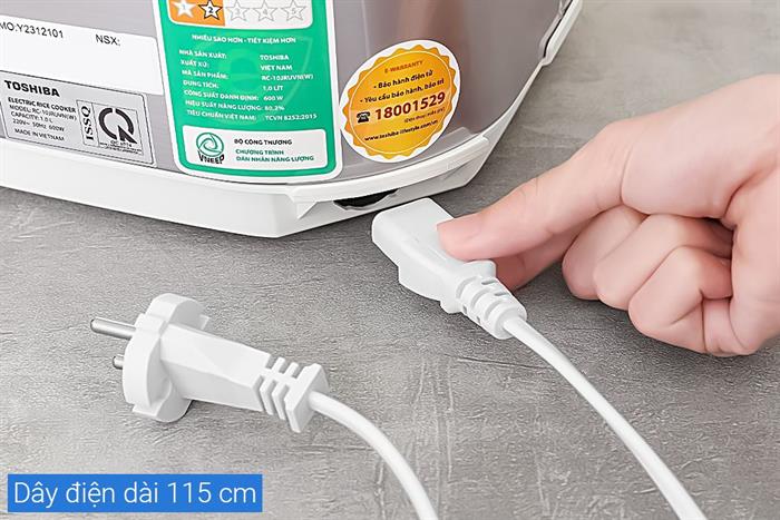 Nồi cơm nắp gài Toshiba 1 lít RC-10JRUVN(W) Màu Trắng