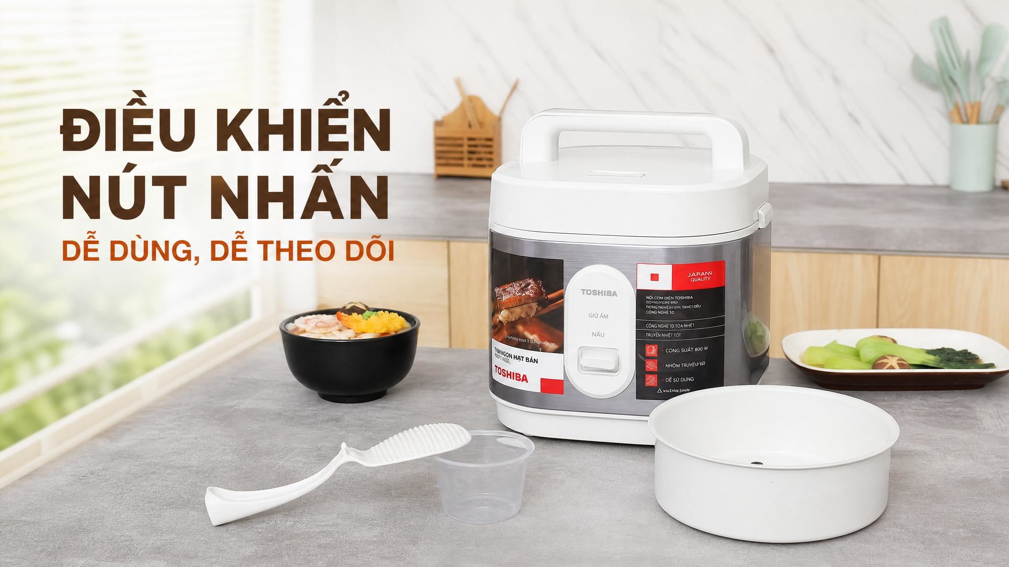 Nồi cơm nắp gài Toshiba 1 lít RC-10JRUVN(W) Màu Trắng
