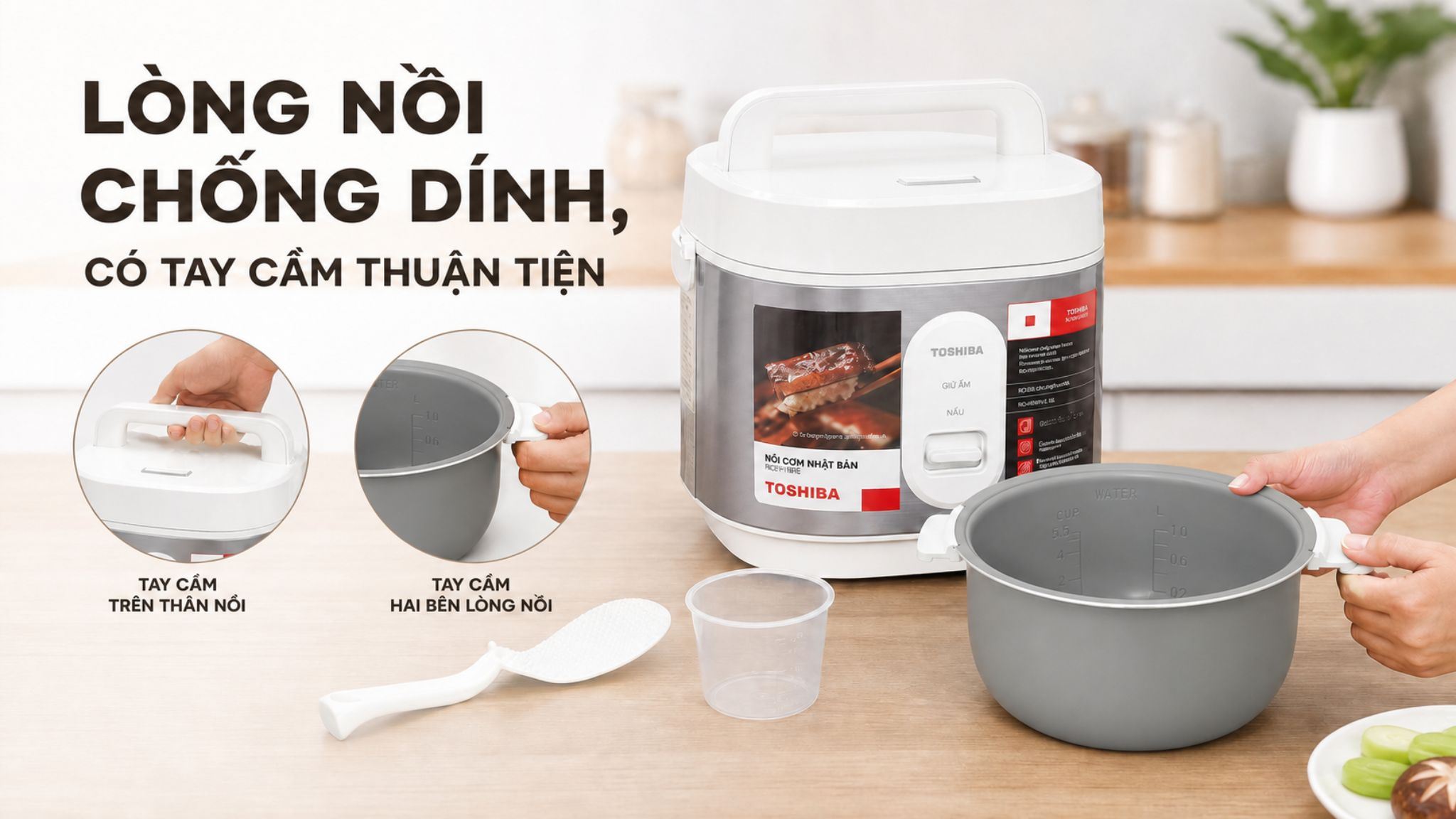 Nồi cơm nắp gài Toshiba 1 lít RC-10JRUVN(W) Màu Trắng