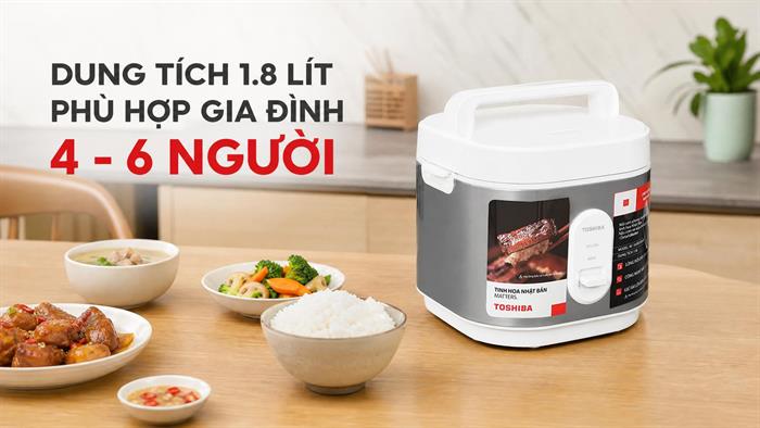 Nồi cơm nắp gài Toshiba 1.8 lít RC-18JRUVN(W) Màu Trắng