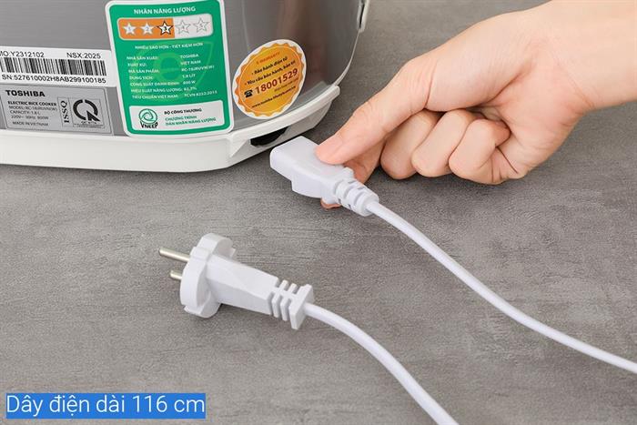 Nồi cơm nắp gài Toshiba 1.8 lít RC-18JRUVN(W) Màu Trắng