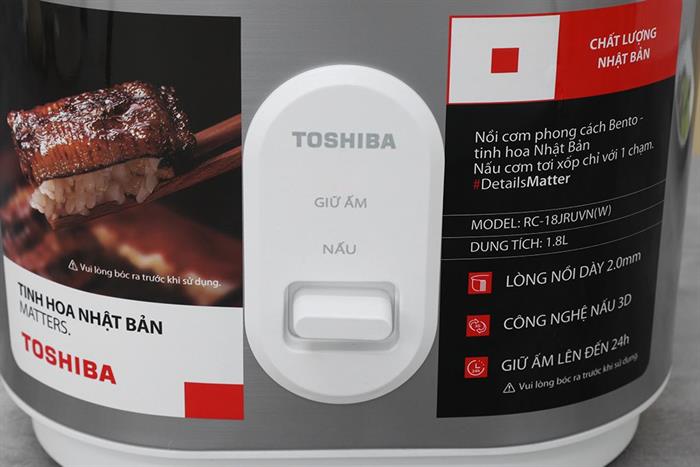 Nồi cơm nắp gài Toshiba 1.8 lít RC-18JRUVN(W) Màu Trắng