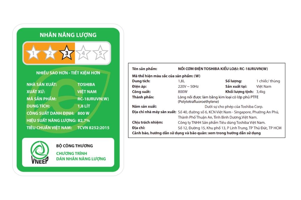 Nồi cơm nắp gài Toshiba 1.8 lít RC-18JRUVN(W) - 23