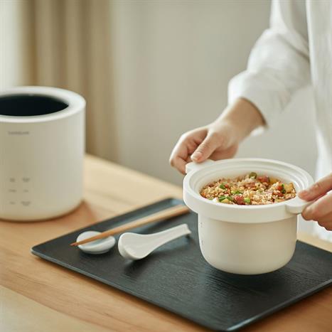 Nồi cơm điện tử mini Lock&Lock 0.6 lít EJR314IVY Màu Trắng Ghi