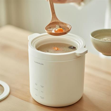 Nồi cơm điện tử mini Lock&Lock 0.6 lít EJR314IVY Màu Trắng Ghi