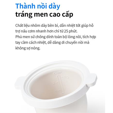 Nồi cơm điện tử mini Lock&Lock 0.6 lít EJR314IVY Màu Trắng Ghi