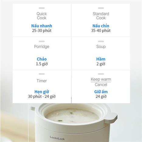 Nồi cơm điện tử mini Lock&Lock 0.6 lít EJR314IVY Màu Trắng Ghi
