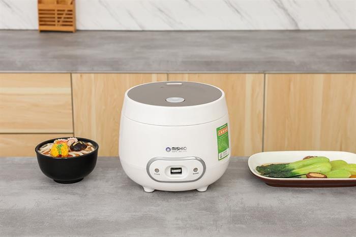 Nồi cơm nắp gài Mishio 0.8 lít MK-233 - Kem Màu Kem
