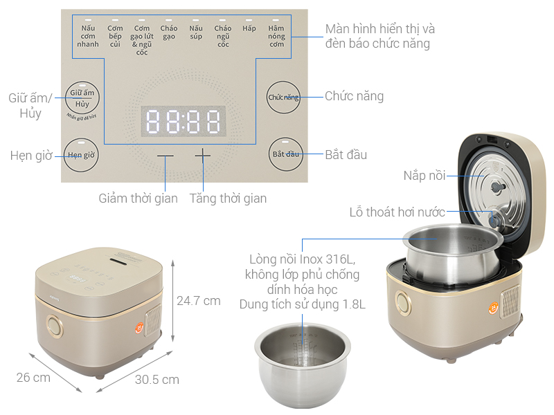 Nồi cơm điện tử Joyoung 1.8 lít JNRC-502