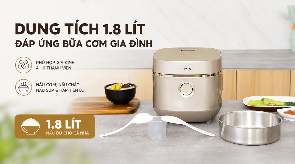 Nồi cơm điện tử Joyoung 1.8 lít JNRC-502 Màu Bạc