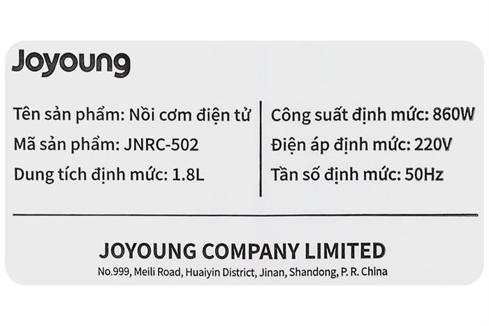 Nồi cơm điện tử Joyoung 1.8 lít JNRC-502 Màu Bạc