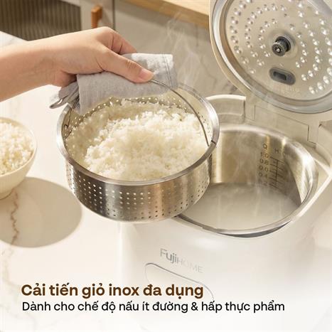 Nồi cơm điện tử FUJIHOME 1 lít RC10ALS Màu Trắng - Hồng