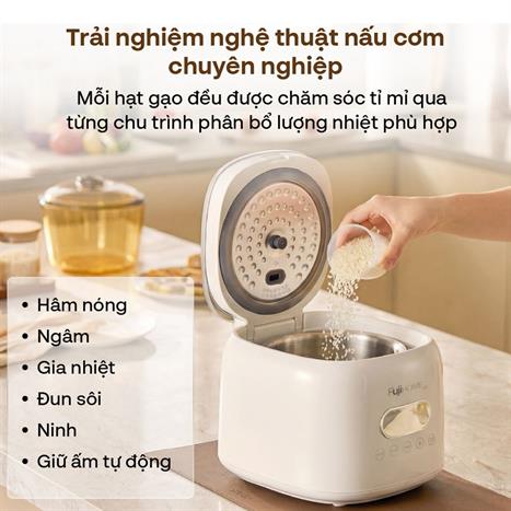 Nồi cơm điện tử FUJIHOME 1 lít RC10ALS Màu Trắng - Hồng