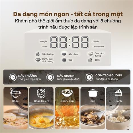 Nồi cơm điện tử FUJIHOME 1 lít RC10ALS Màu Trắng - Hồng