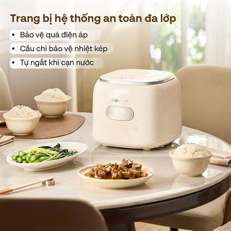 Nồi cơm điện tử FUJIHOME 1 lít RC10ALS Màu Trắng - Hồng