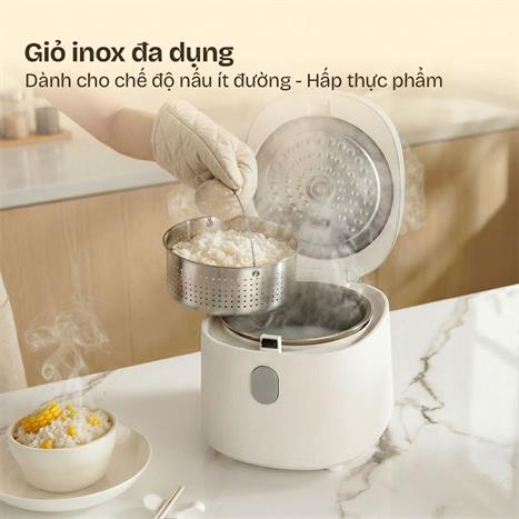 Nồi cơm điện tử FUJIHOME 1 lít RC10BLS Màu Trắng - Hồng