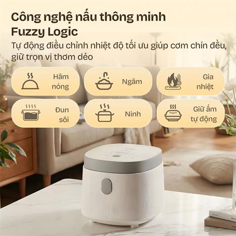 Nồi cơm điện tử FUJIHOME 1 lít RC10BLS Màu Trắng - Hồng