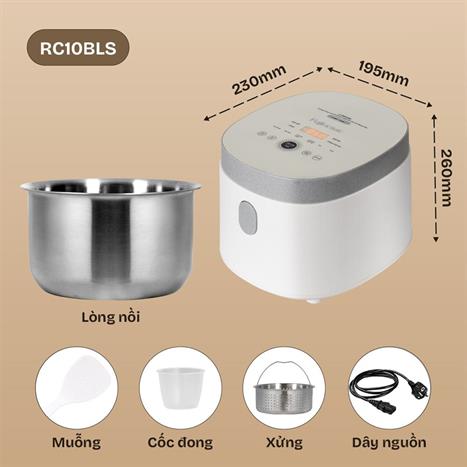 Nồi cơm điện tử FUJIHOME 1 lít RC10BLS Màu Trắng - Hồng