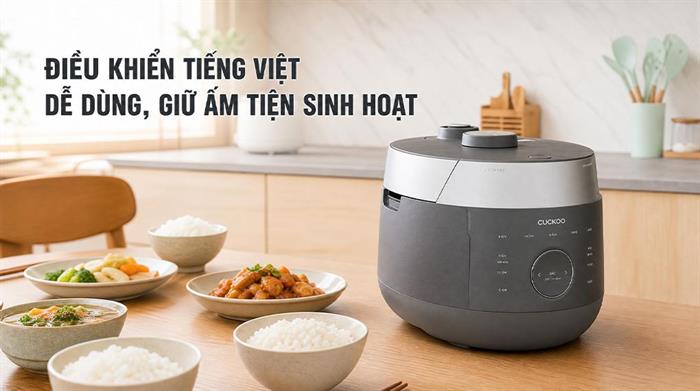 Nồi cơm áp suất cao tần Cuckoo 1.8 lít CRP-LHBR1000F Màu Đen - Xám