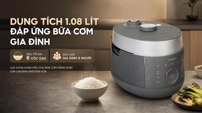 Nồi cơm áp suất cao tần Cuckoo 1.08 lít CRP-LHBR0600F Màu Xám