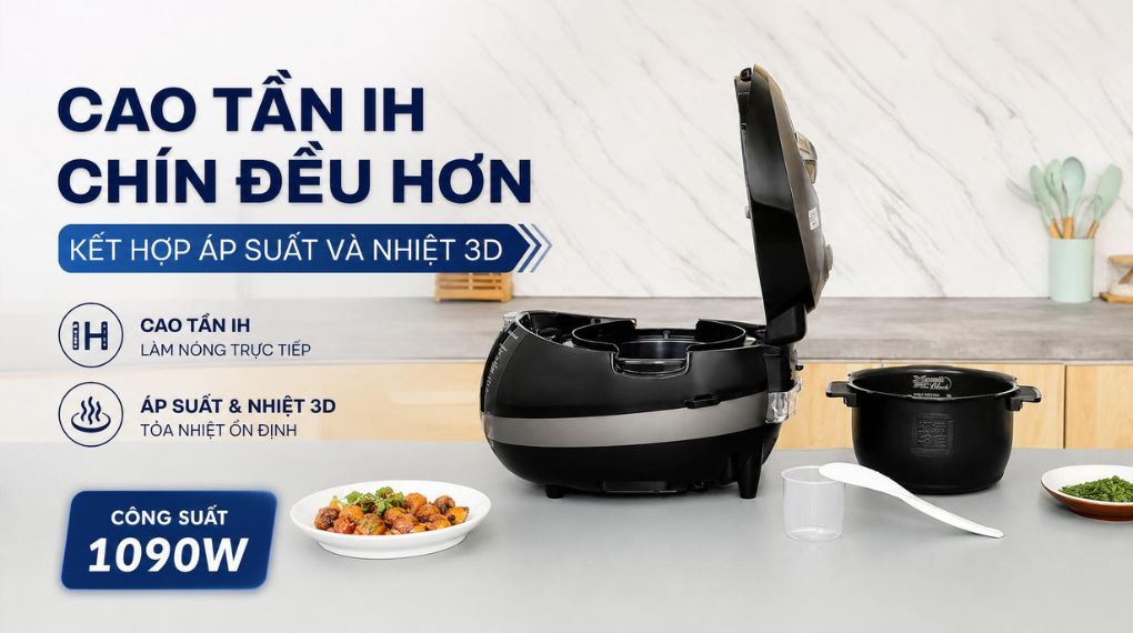 Nồi cơm áp suất cao tần Cuckoo 1.08 lít CRP-BHBC0600F Màu Đen - Xám